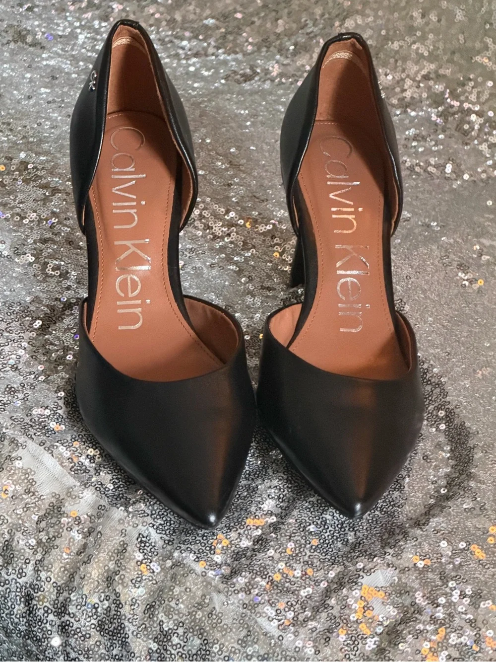 Calvin Klein Black D'Orsay Pointed-Toe Pumps